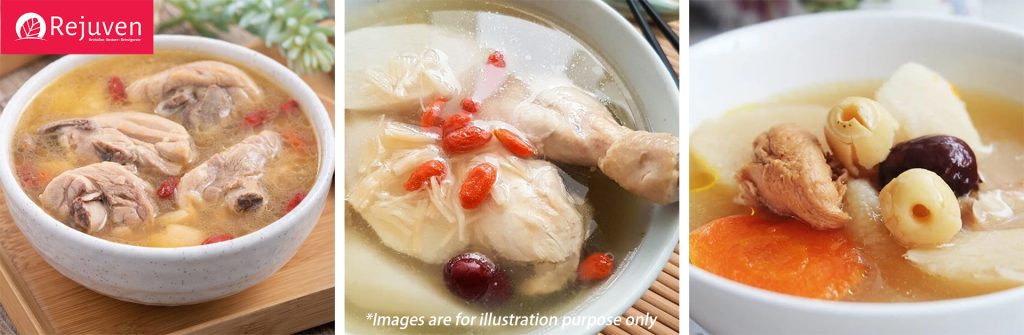 an array of TCM meal - chinese herbal soup