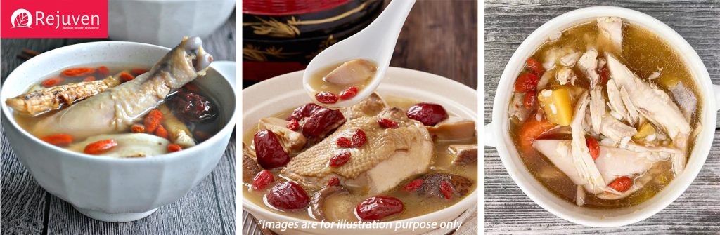 tender chicken mean with red dates and goji berries
