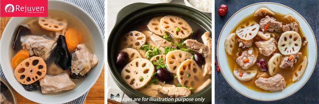 deliciously cut lotus soup mixed with delicious TCM ingredients